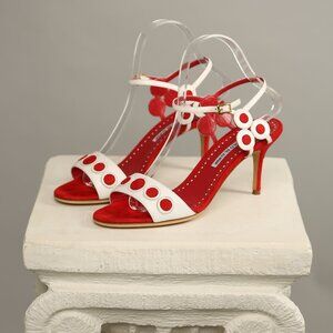 Extremely Rare MANOLO BLAHNIK Red-White Sandals